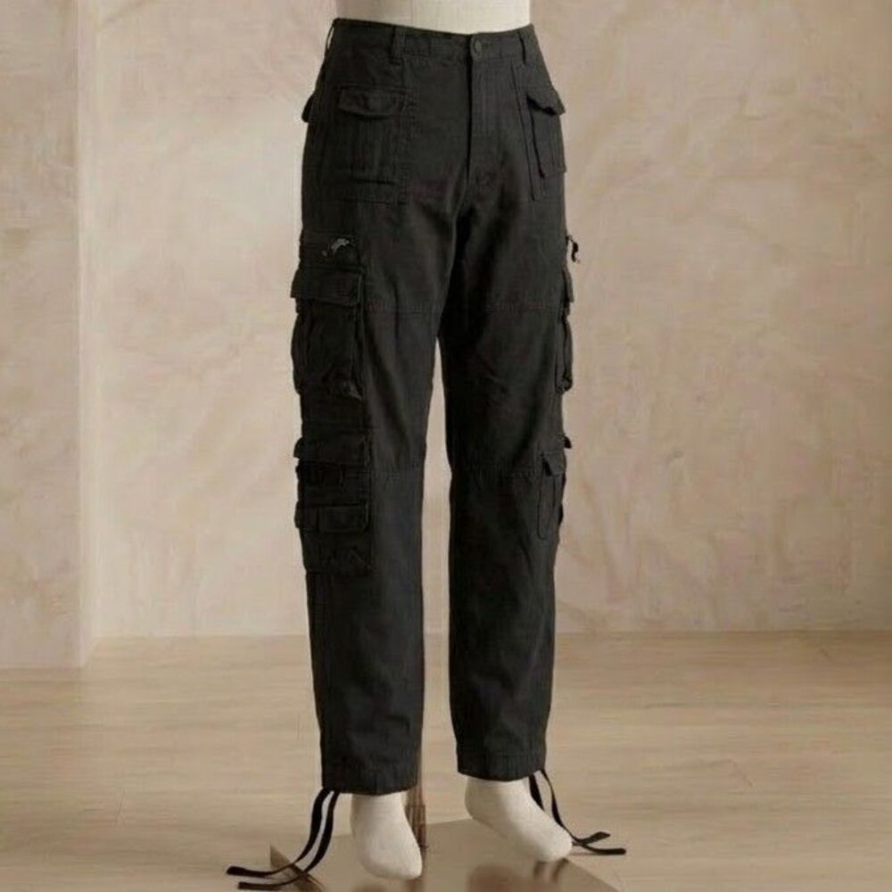 mnml Mens Cargo Pants Size 38 Black Cotton Multi Pocket Tactical Streetwear